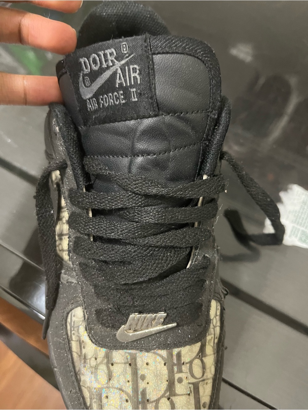 Dior Black and Beige Logo Accent Sneakers - Picture 2 of 8